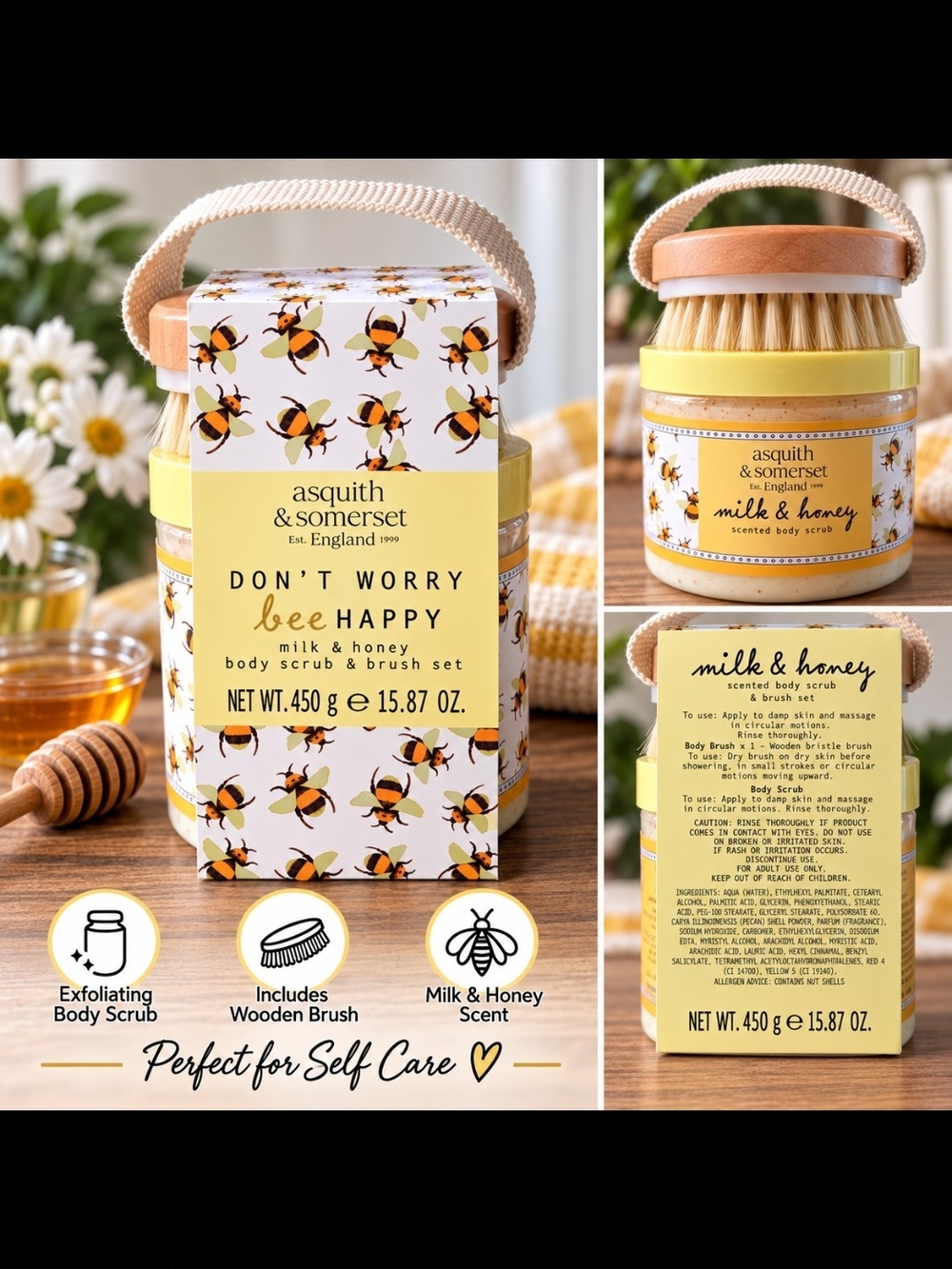 Milk & Honey Body Scrub & Brush Set